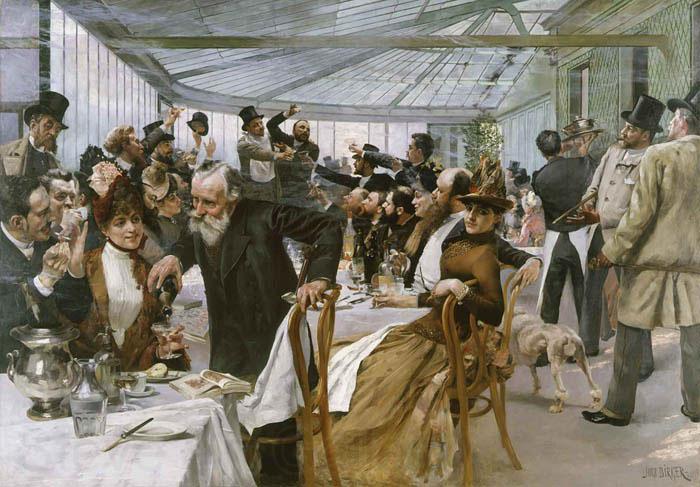 Hugo Birger Skandinaviska konstnarernas frukost i Cafe Ledoyen, Paris fernissadagen Norge oil painting art